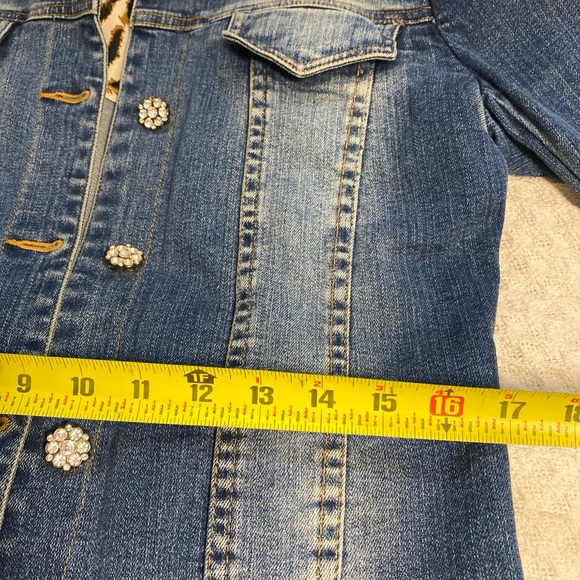 Cache Denim Jacket with Rhinestone Floral Buttons - Picture 4 of 11